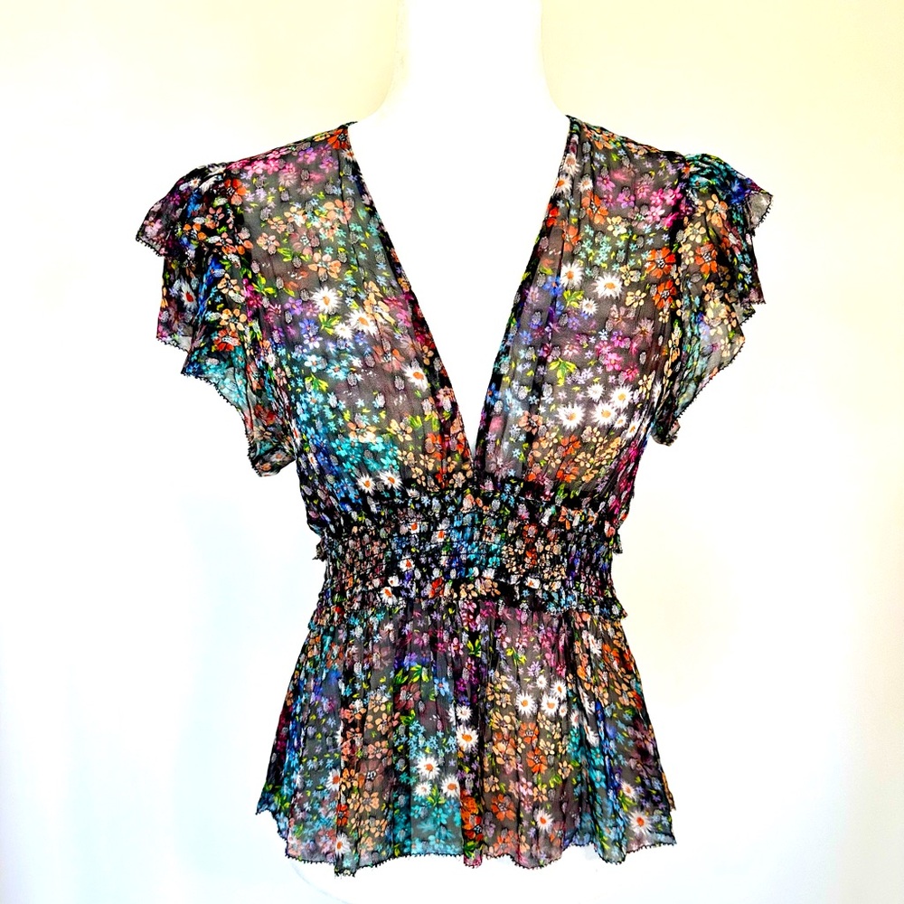 Saylor NYC Floral Ruffle Top - Picture 1 of 9